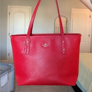 COACH Cherry Red Mini City Tote